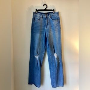 Distressed high rise skater jeans by Kendall & Kylie